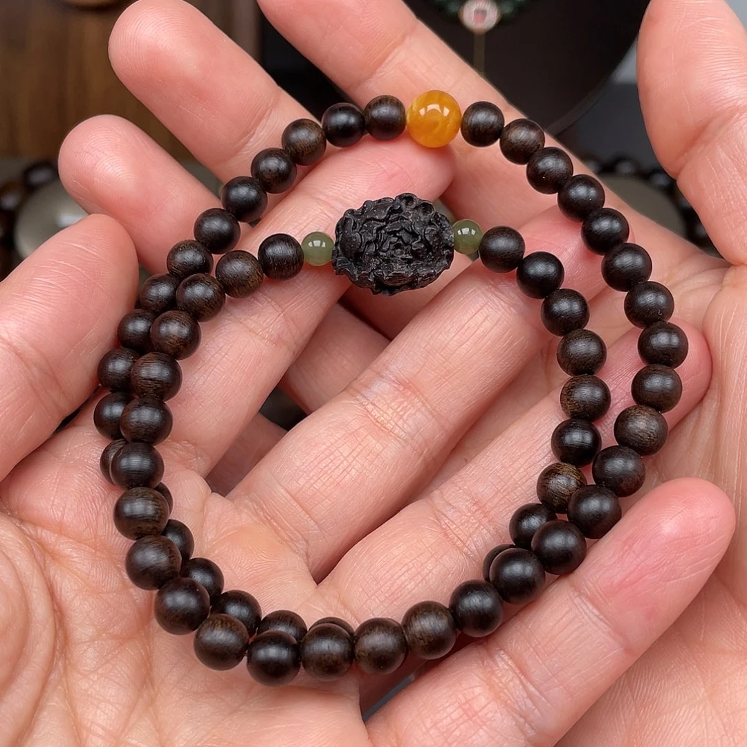 沉香手串越南芽庄紫棋楠玉化