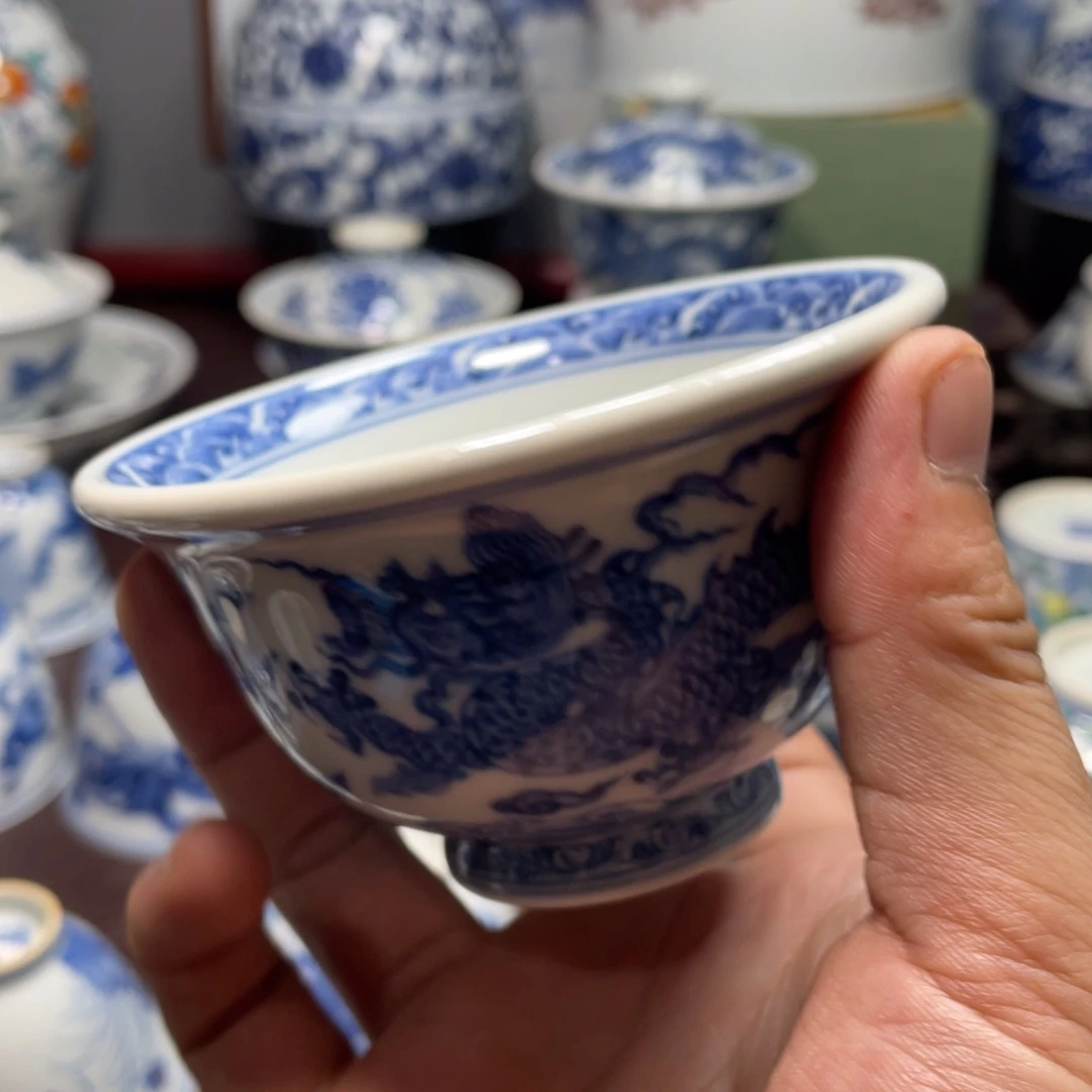 清***月杯景德镇陶瓷现代手工陶瓷茶具