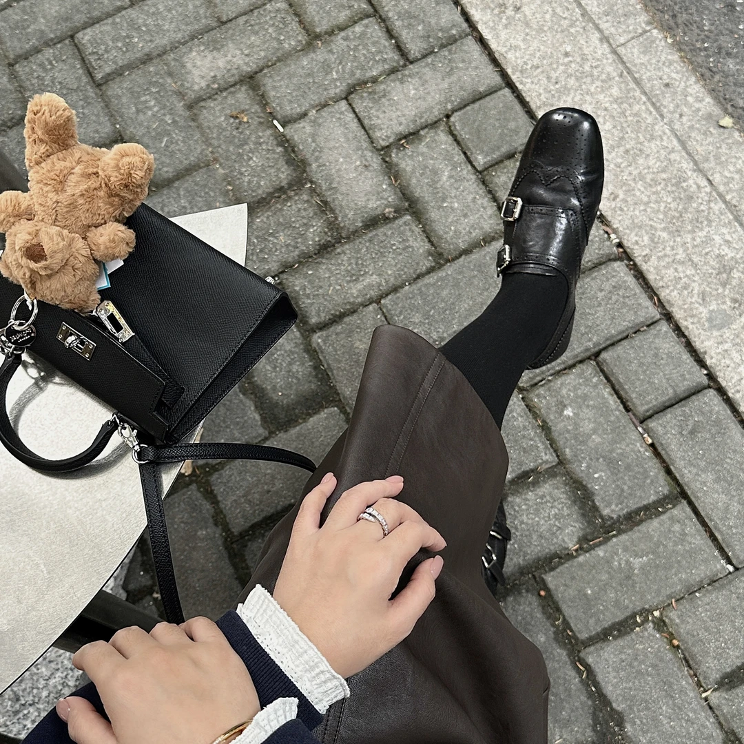 牛皮版英伦风真皮乐福鞋女双扣带雕花加绒平单鞋百搭复古小皮鞋女