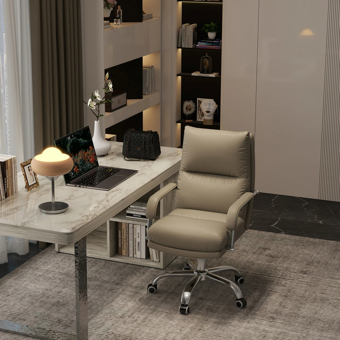 真皮轻奢老板椅舒适久坐办公电脑椅家用沙发可躺书房书桌靠背转椅