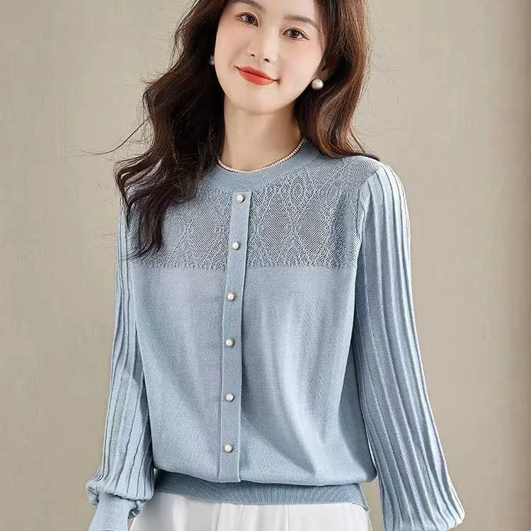 2025秋冬新款泡泡袖针织衫毛衣女打底衫减龄洋气漂亮小衫薄款打底