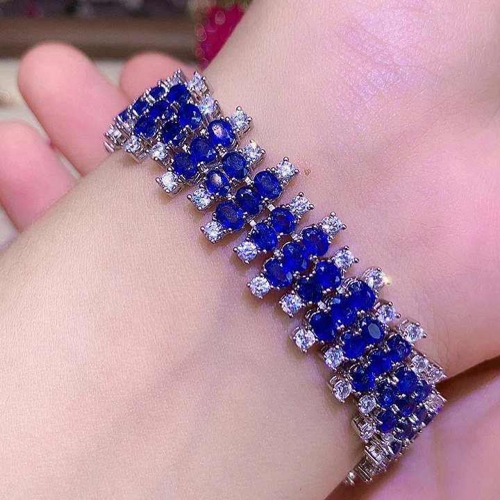 蓝宝石手链银S925镶嵌