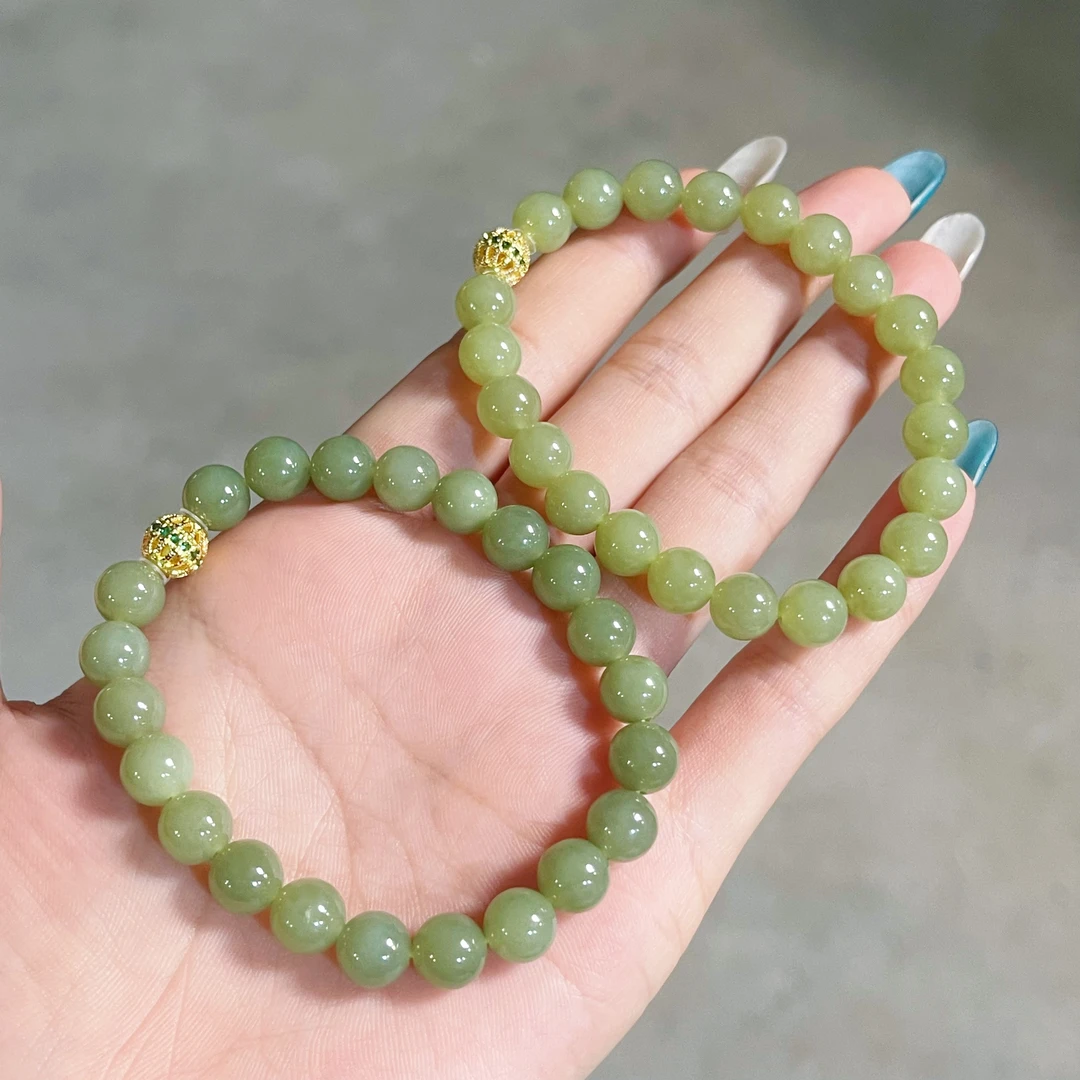 【小宝珠宝】6 T36697-和田玉DIY单圈手串-多样性发其一-7.5mm