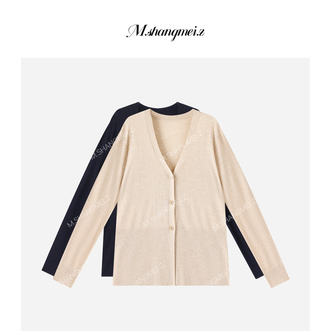 M.SHANGMEI.Z/沐熙【开运衫】美大哥羊毛V领针织开衫上衣X082899