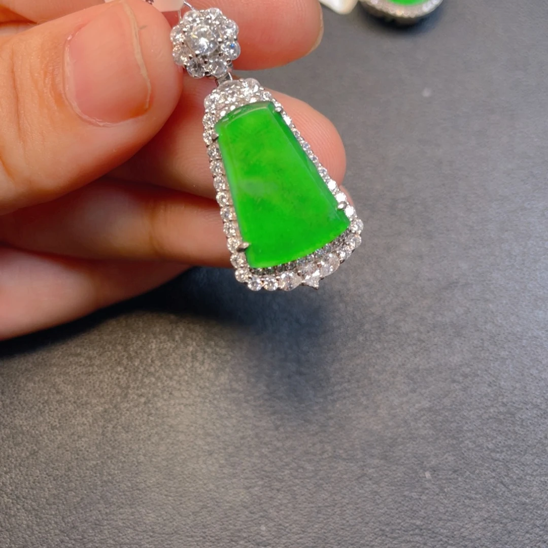 翡翠银S925镶嵌吊坠(不含链)