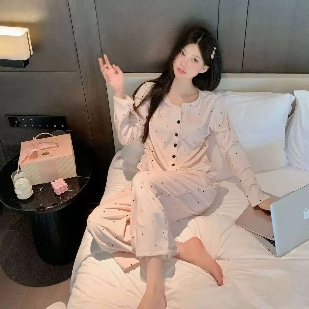 Sifuma/斯服玛 《粉色波点》冬季睡衣女海岛绒长袖家居服女款两件套