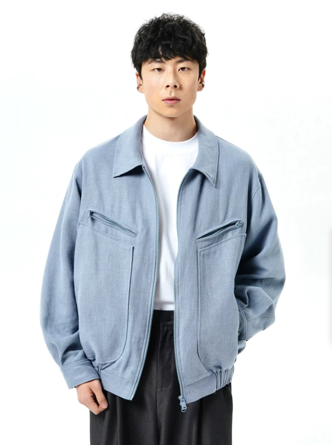 P04-30327-SON春秋季纯色时尚潮流百搭夹克外套