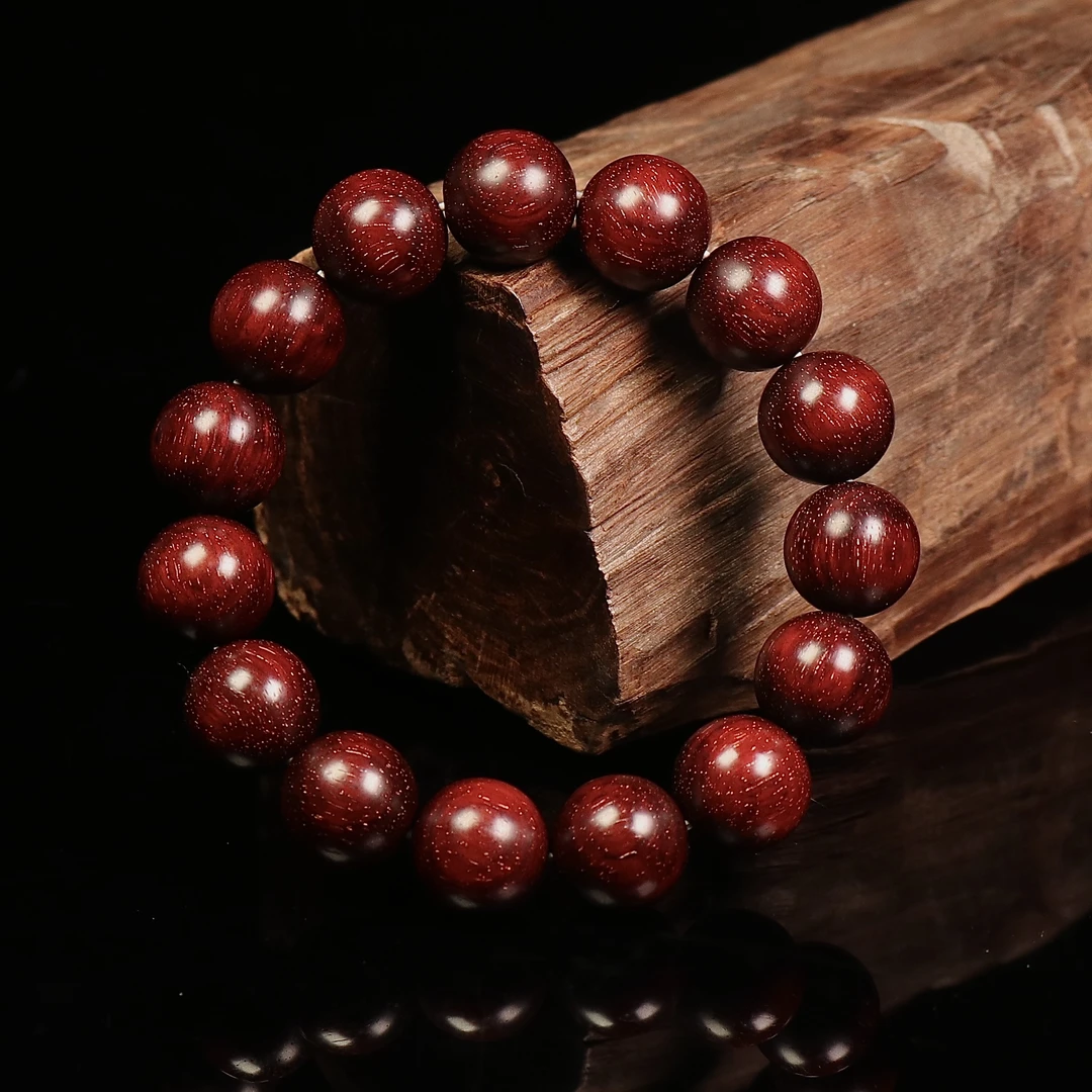 原汁原味印度小叶紫檀1.5手串爆满金星泥料高油密盘玩手串