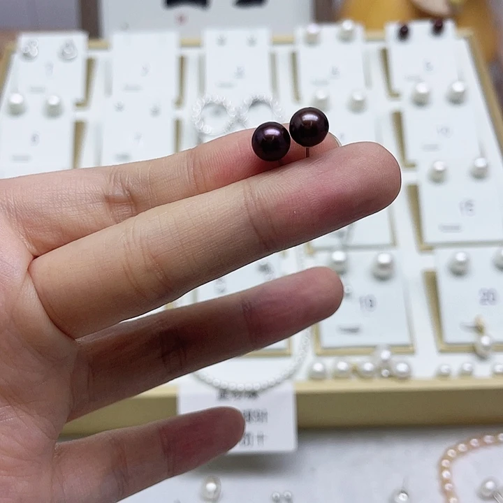 淡水珍珠耳饰银S925镶嵌热**w