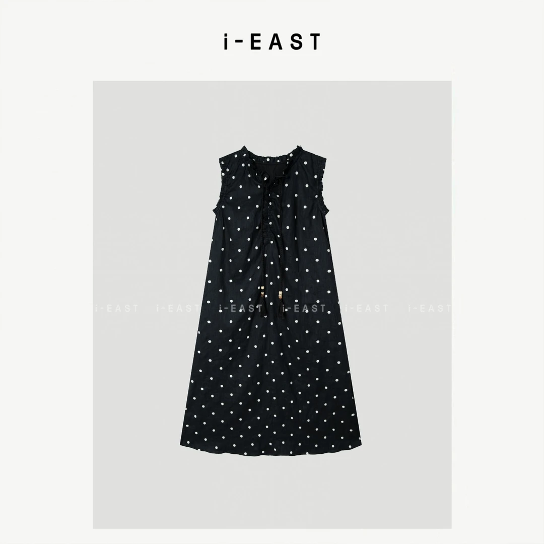 i-EAST 巴黎之夜~气质满身小波点无袖连衣裙-5X 25CS19610