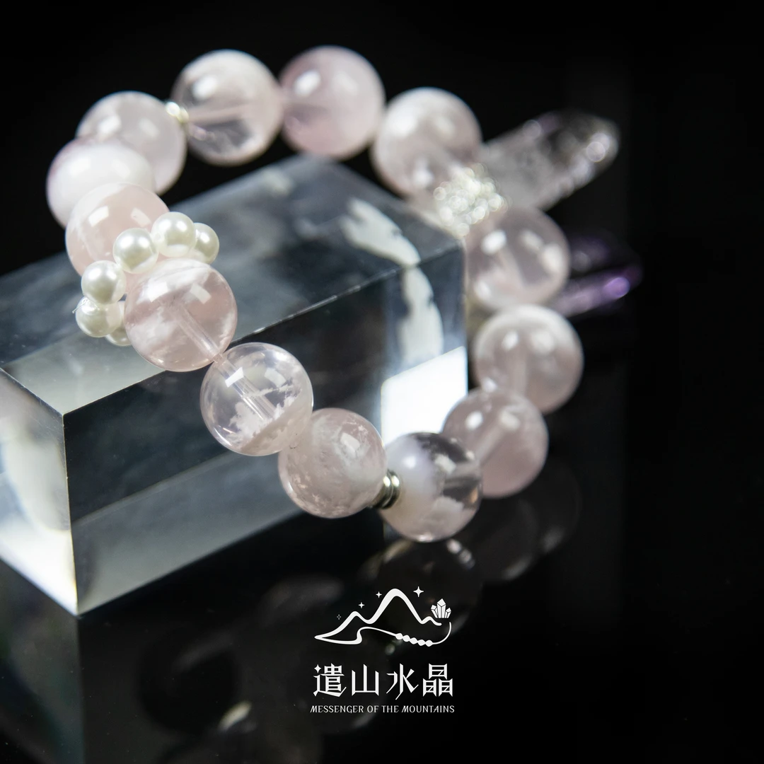 【云樱】天然水晶粉幽灵设计款手串先检后发基地发货（多样性发其一）