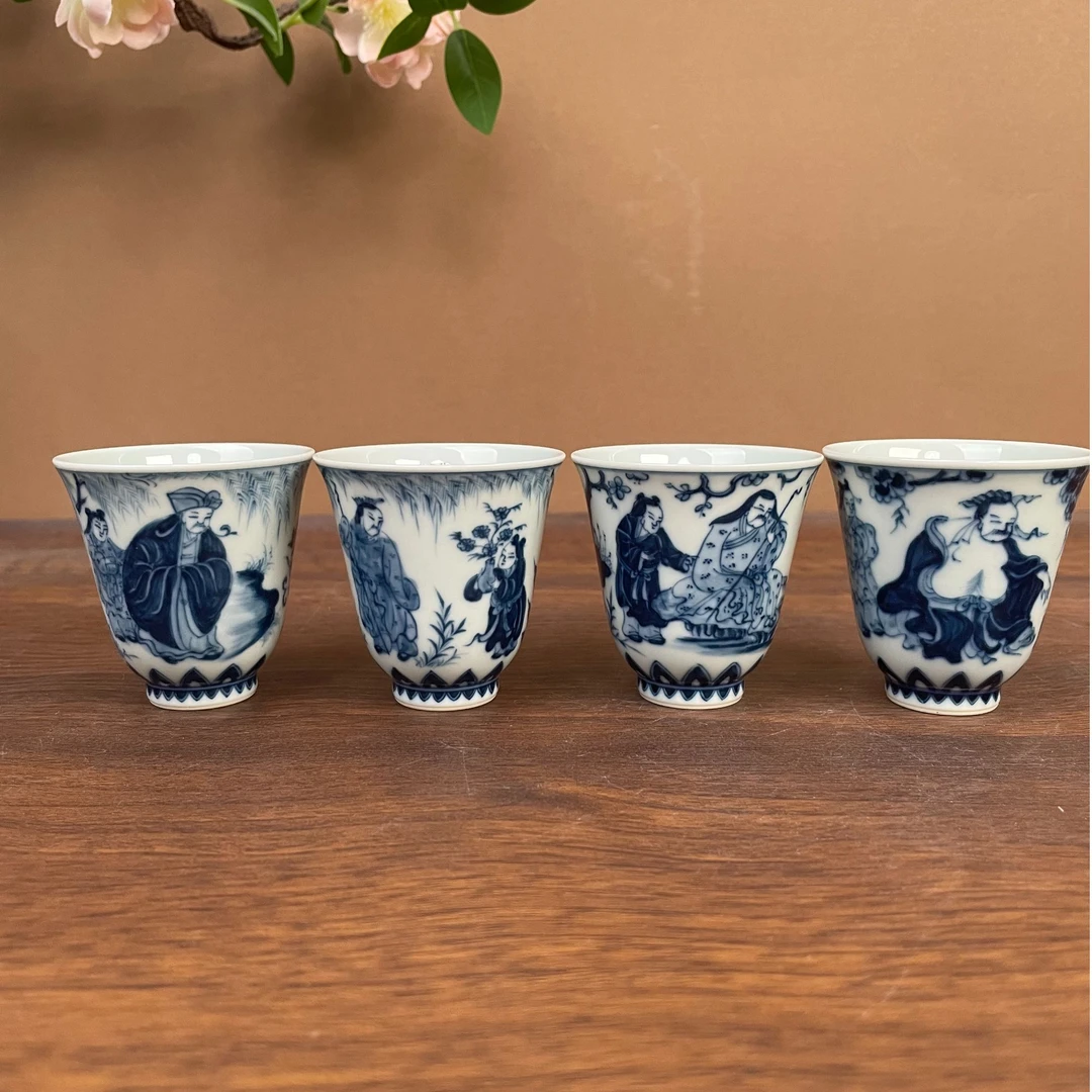 【记石柴窑】四爱图闻香杯80cc 手工手绘景德镇茶具