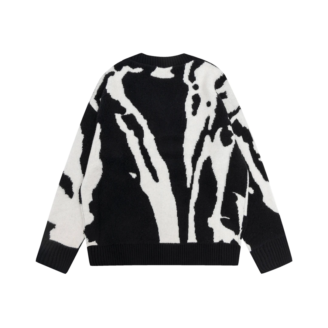 BOBO美式复古植绒开衫毛衣针织衫男宽松oversize高街嘻哈外套