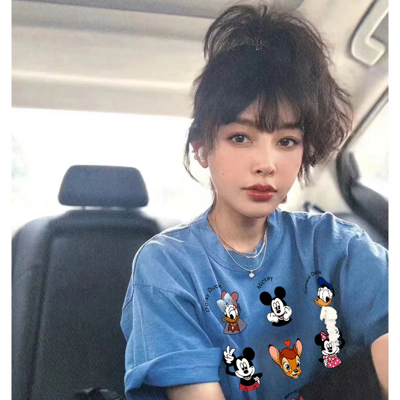 港风ins重工蕾丝米奇短袖纯棉潮牌百搭t恤上衣洋气女装出游服装女
