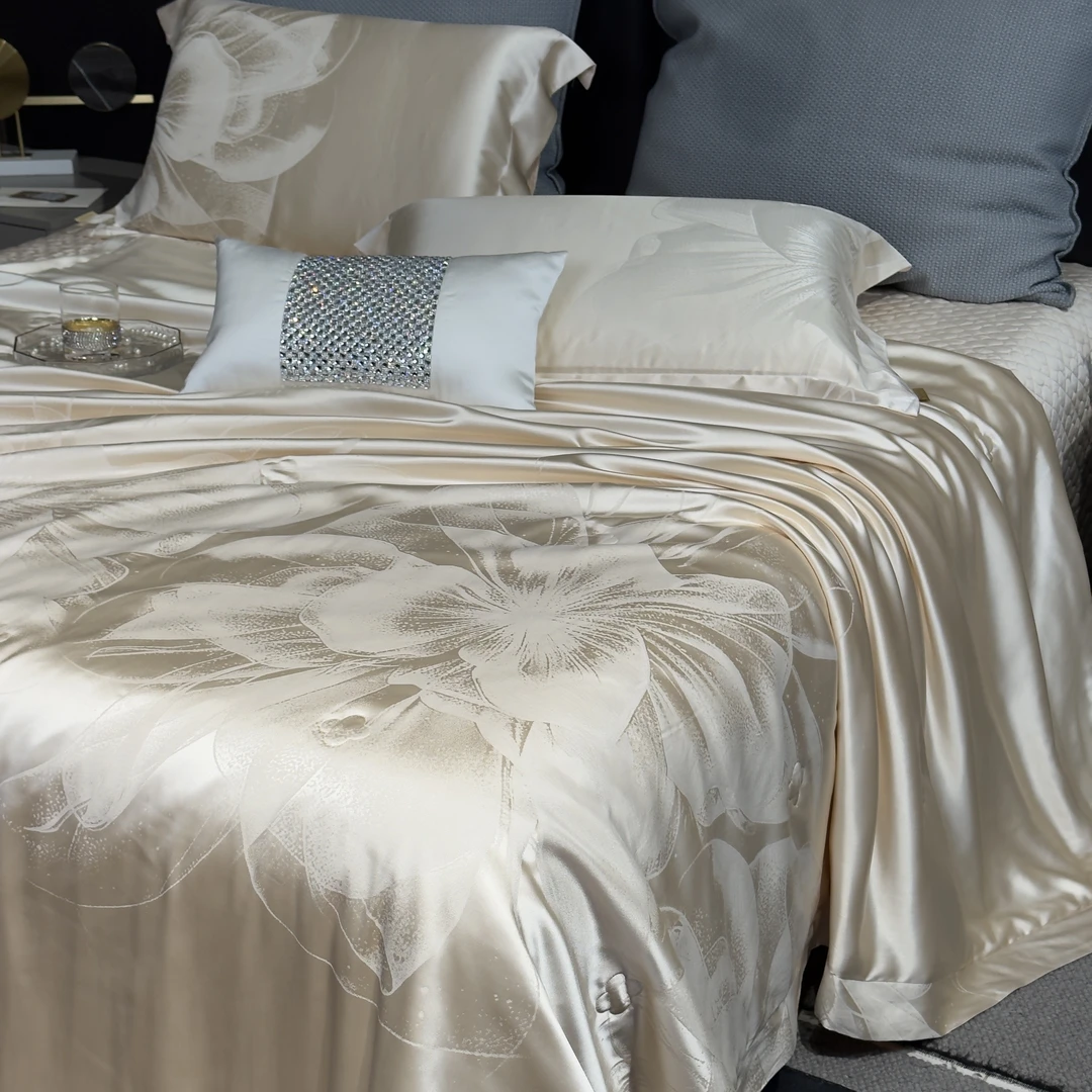 明超家纺  维纳斯  100%蚕丝填充夏被四件套高端定制真丝简约轻奢