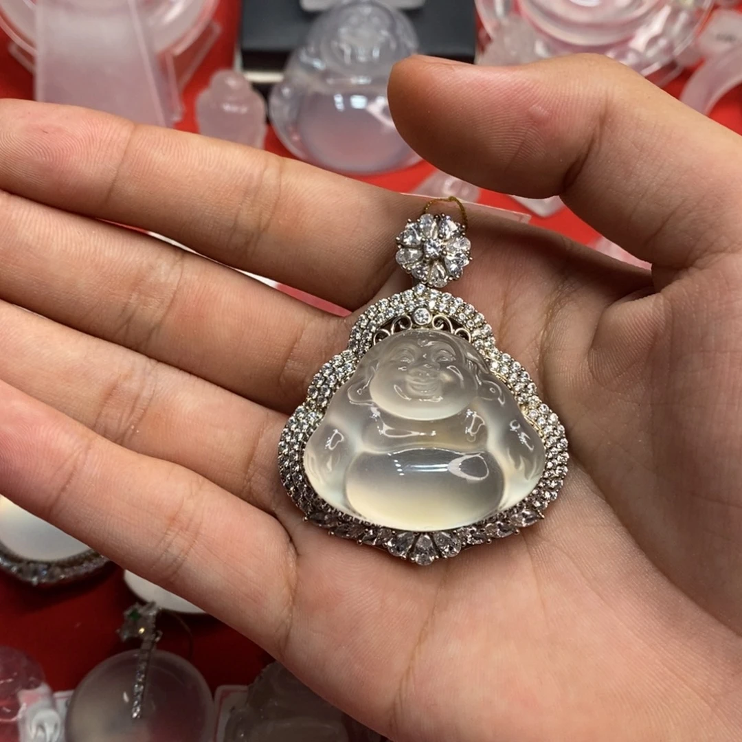 颈饰银S925镶嵌石英质玉