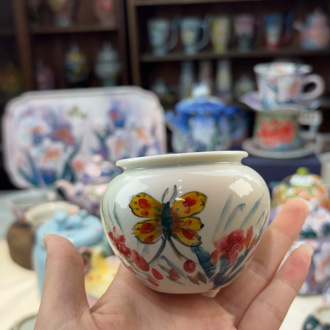 瓷片景德镇手绘高温釉下彩陶瓷茶具