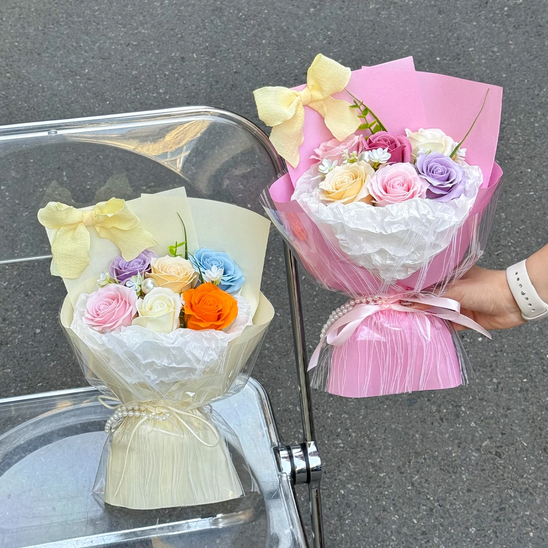 创意仿真花香皂玫瑰多巴胺色系花束精致小众送女朋友闺蜜生日礼物