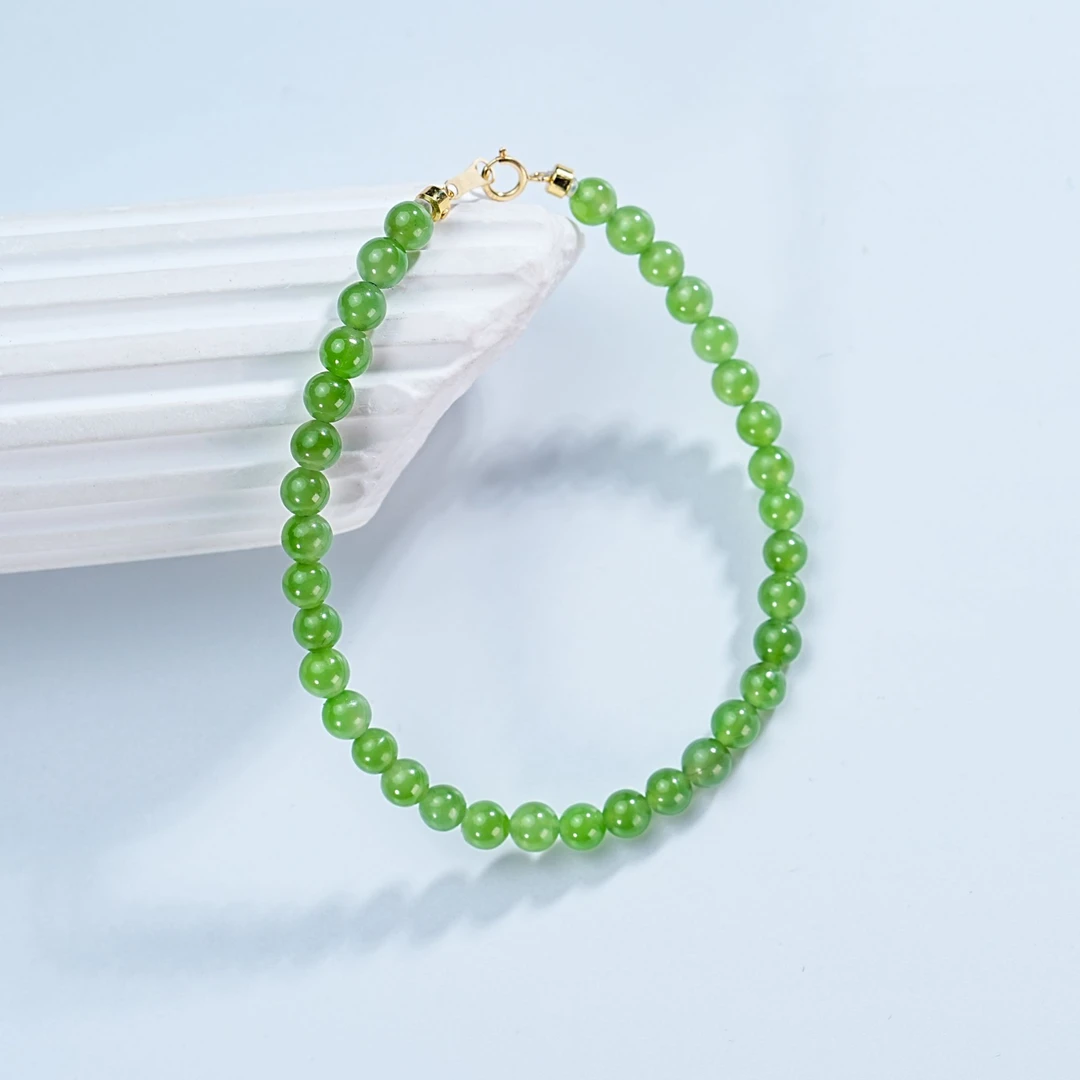 碧玉18K金全珠手链