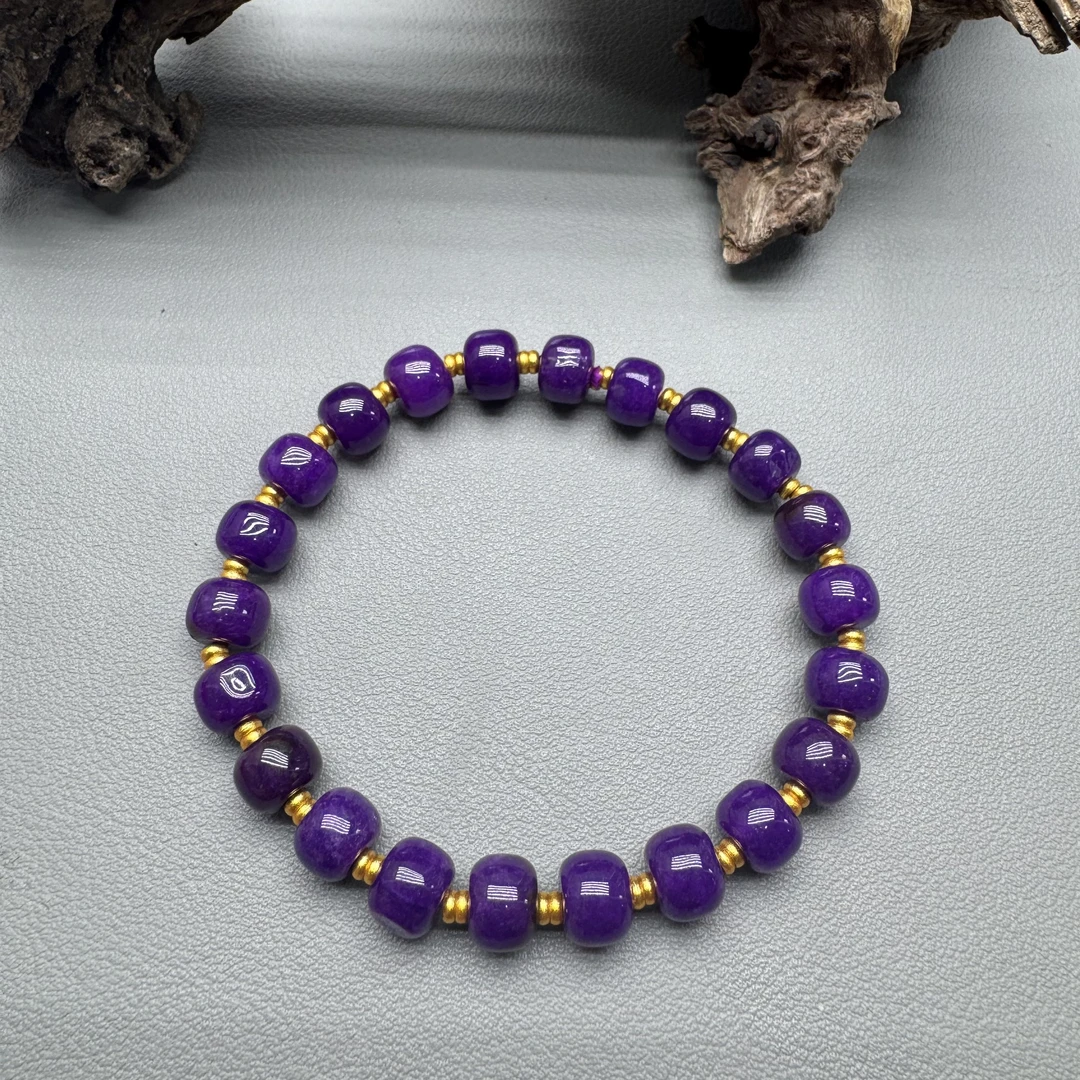 32010197微瑕 南非老矿玉化凝胶老型手串（多样性发其一）46