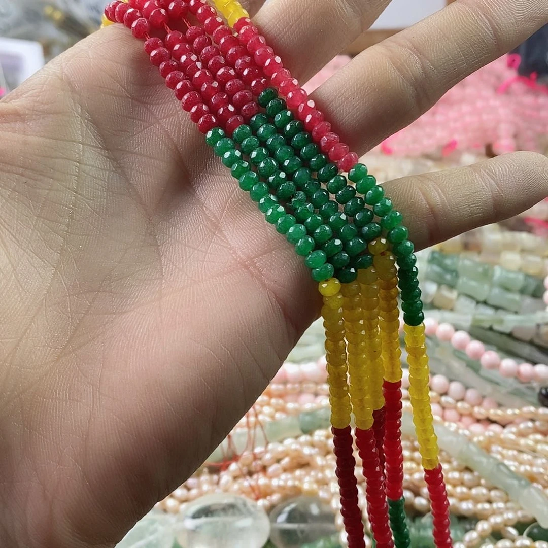 玛瑙/玉髓珠宝半成品合金一条4mm切面红绿灯隔片A17