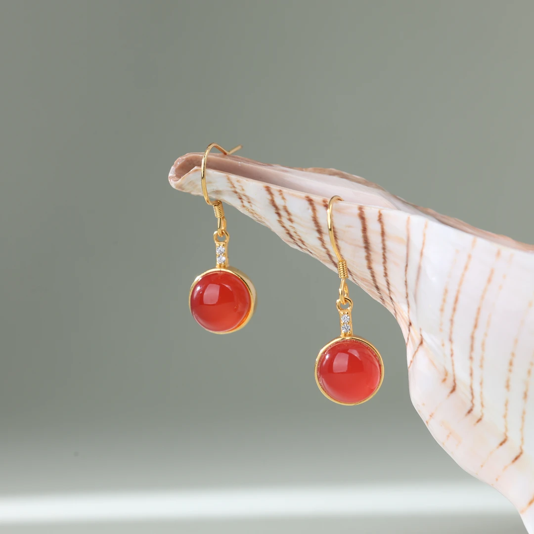 【央博玉】925银南红耳饰-YB93700056-多样性发一|BNH4