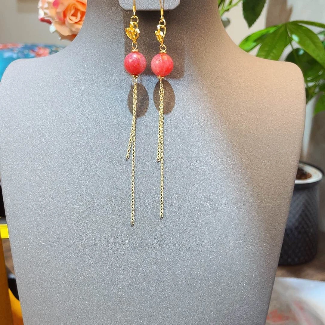 蔷薇辉石耳钉合金耳饰