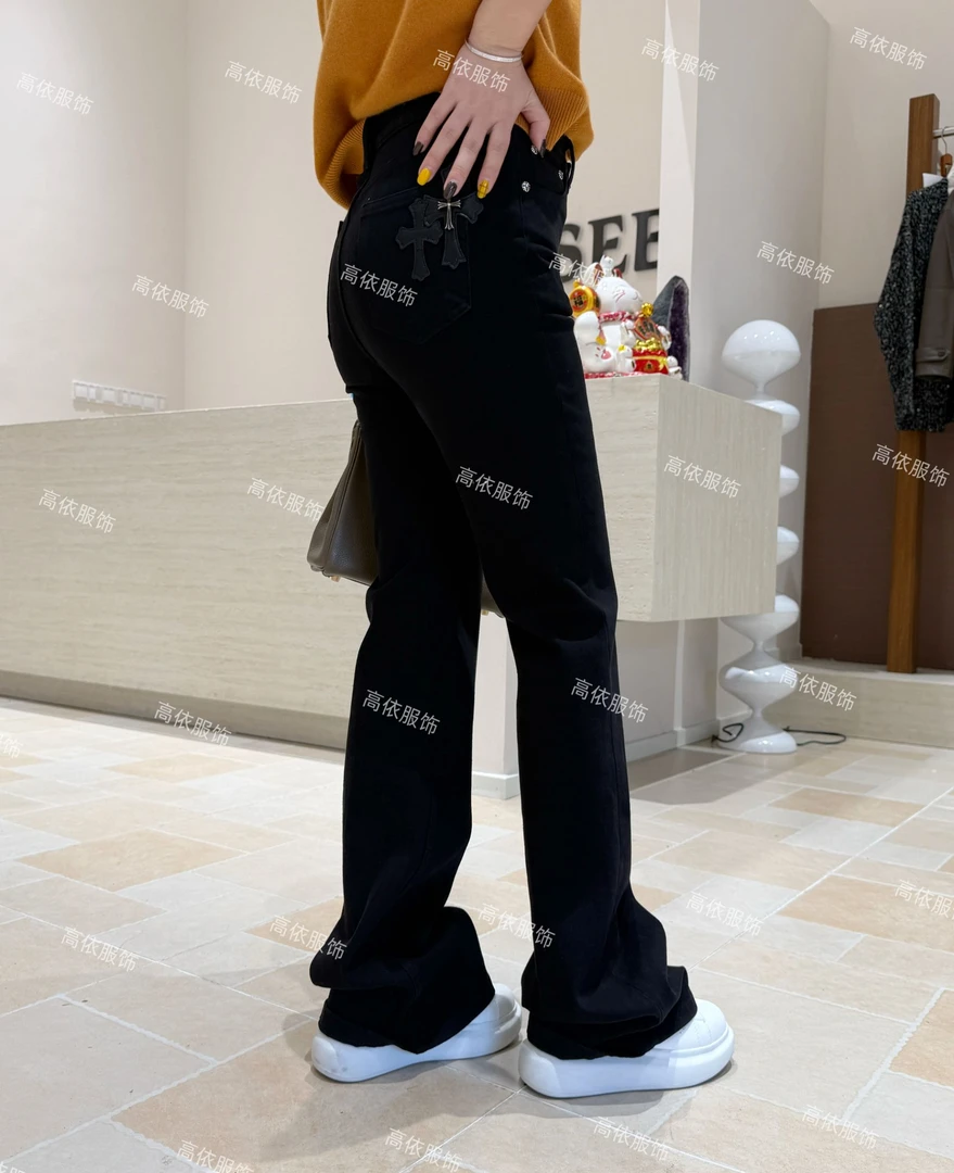 GY7713黑色弹力微喇牛仔裤