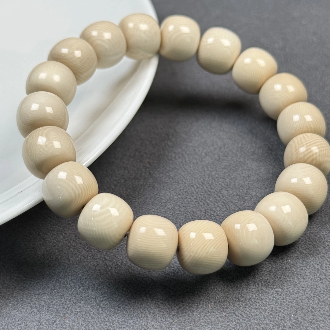 Q1414天然猛犸牙爆满纹手串11x10mm支持鉴定 假一罚四