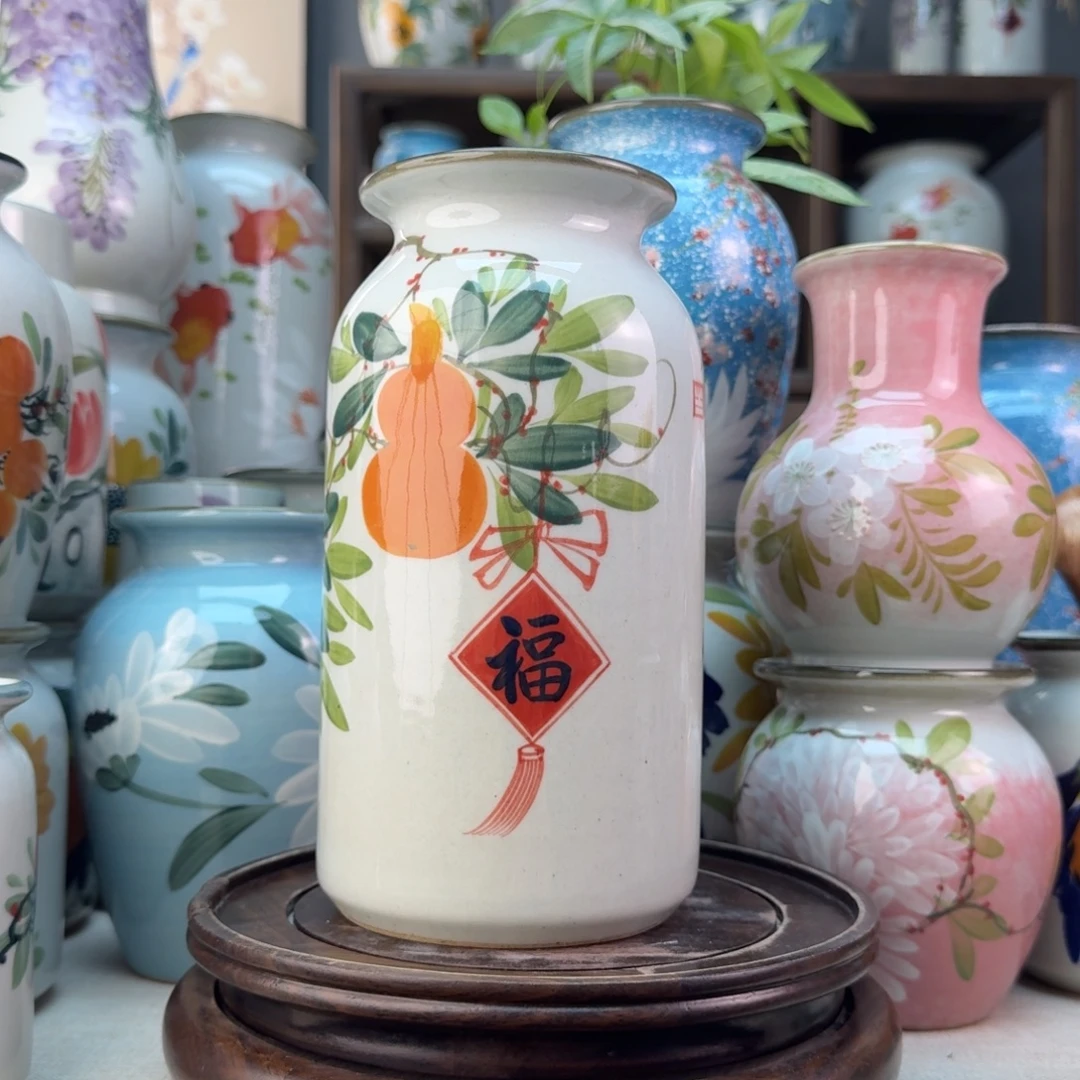 景德镇陶瓷手绘花瓶无孔