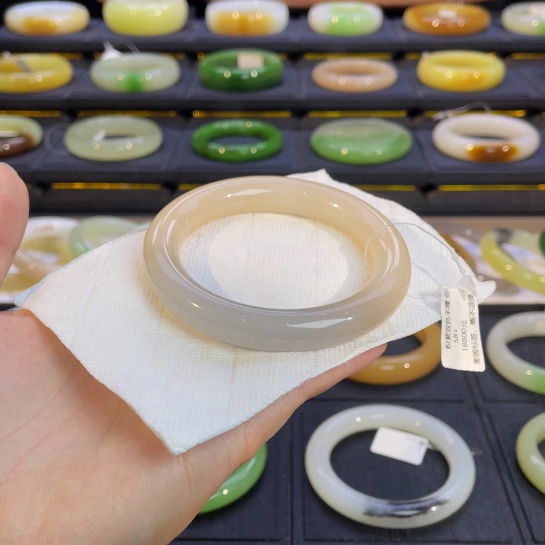 和田玉未镶嵌手镯粉紫手镯58