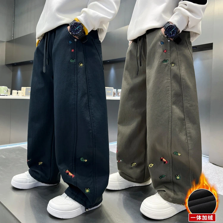 YeeHoO/英氏【断码】2025新款秋冬儿童一体绒加厚裤子男女童时尚刺