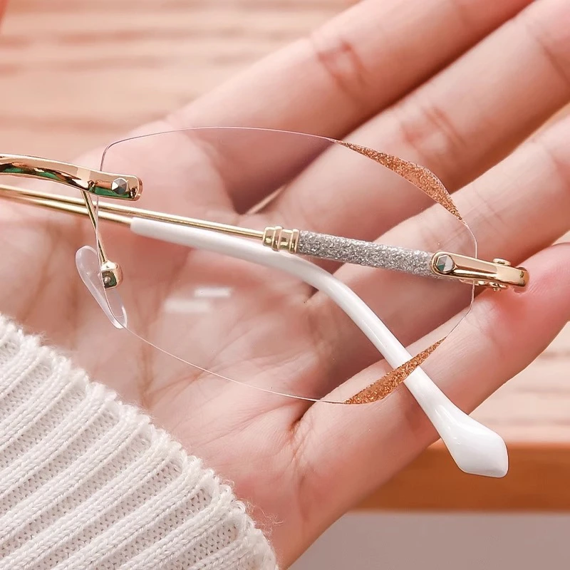 新款时尚无框镜超轻高清防蓝光老花镜