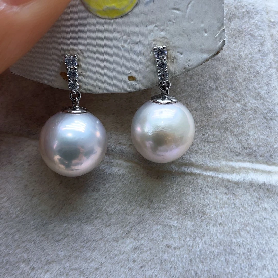 淡水珍珠耳饰银S925镶嵌