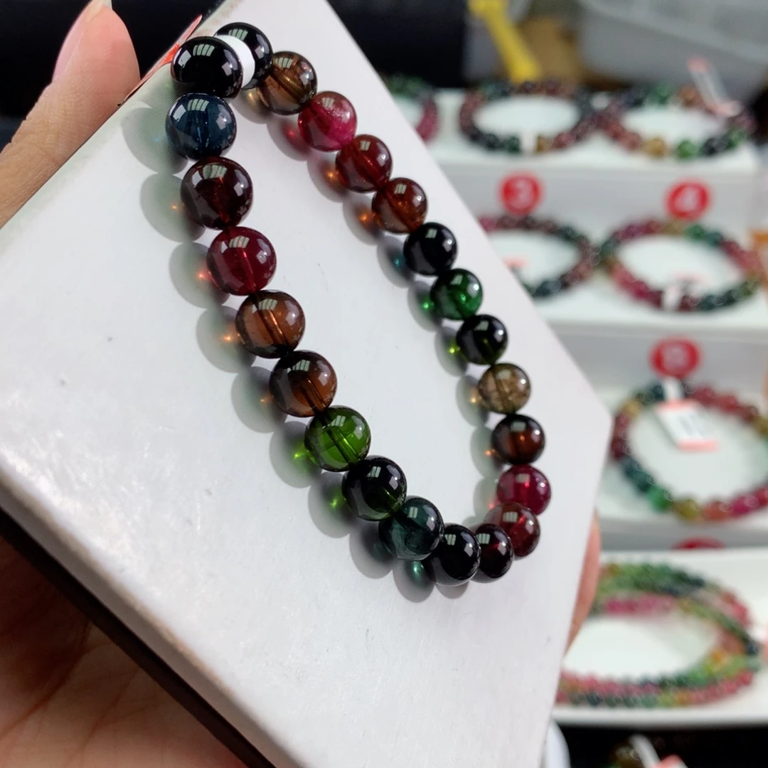 未镶嵌手链碧玺      8mm。