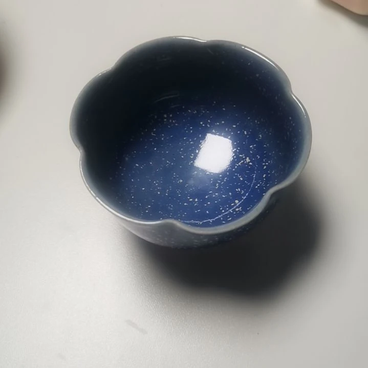 景德镇窑变星空蓝花瓣杯