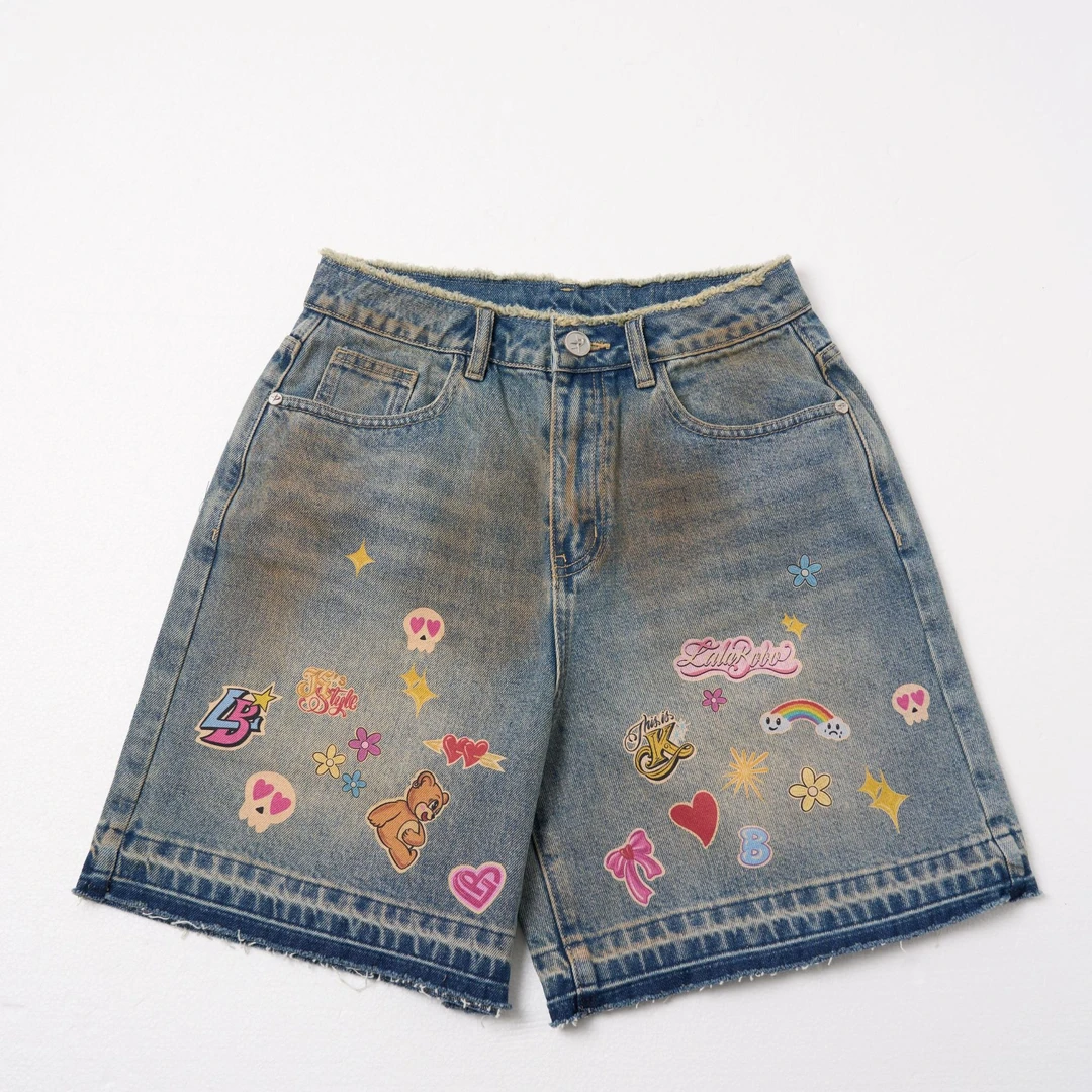 LAL0春款新款涂鸦牛仔短裤LBEA-WXZD12