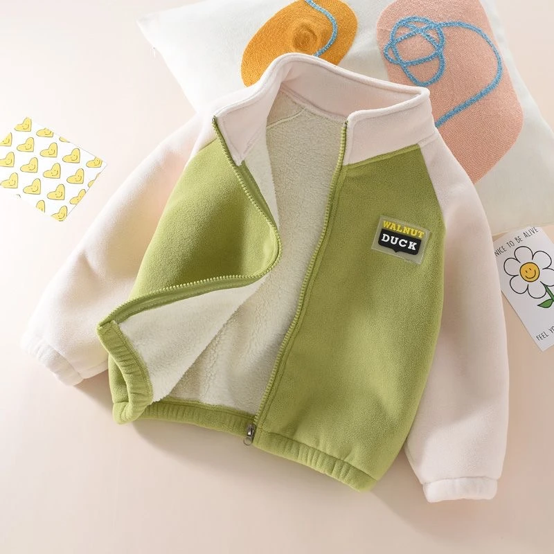 儿童奥丽绒外套冬季男童抓绒衣女童男童宝宝帅气洋气摇粒绒上衣