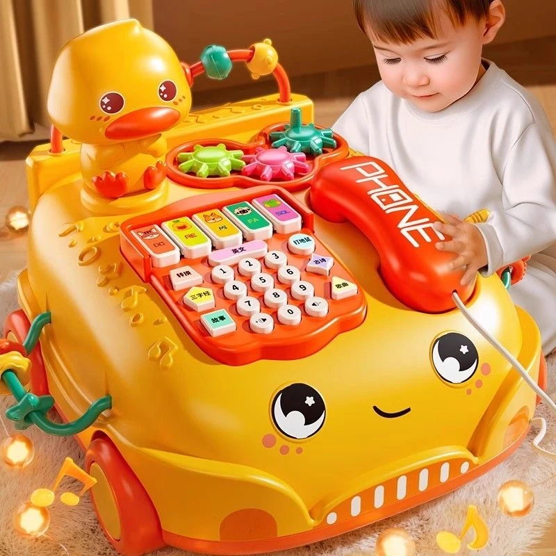 儿童仿真电话机座机宝宝音乐益智早教可啃咬启蒙音乐电话