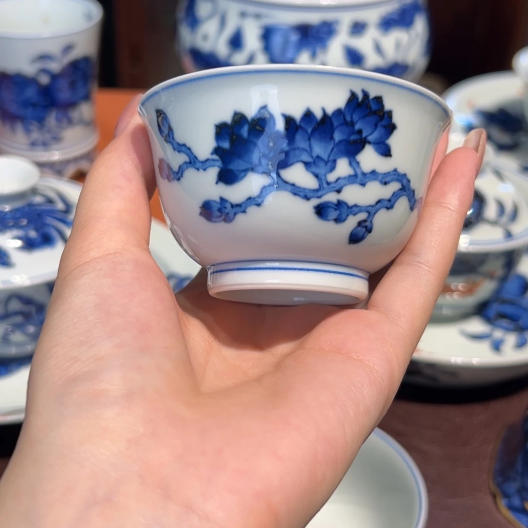 青花雯华堂手绘杯杯