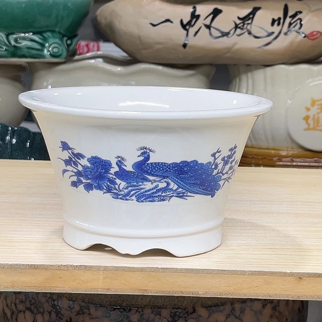 陶瓷绿植多肉微瑕贴花盆口径15*9
