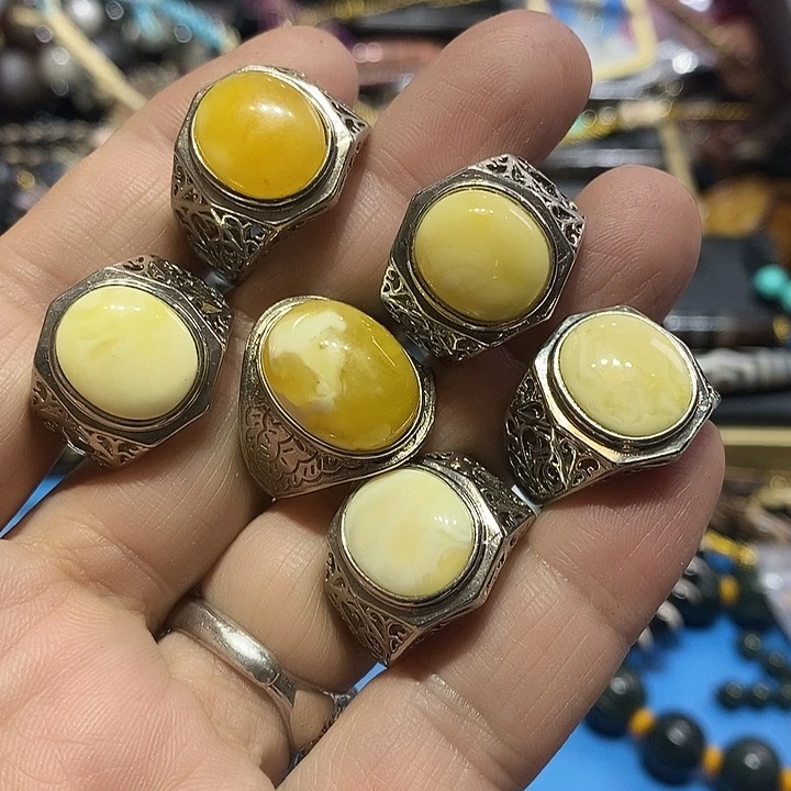 琥珀戒指钛钢33号男戒指