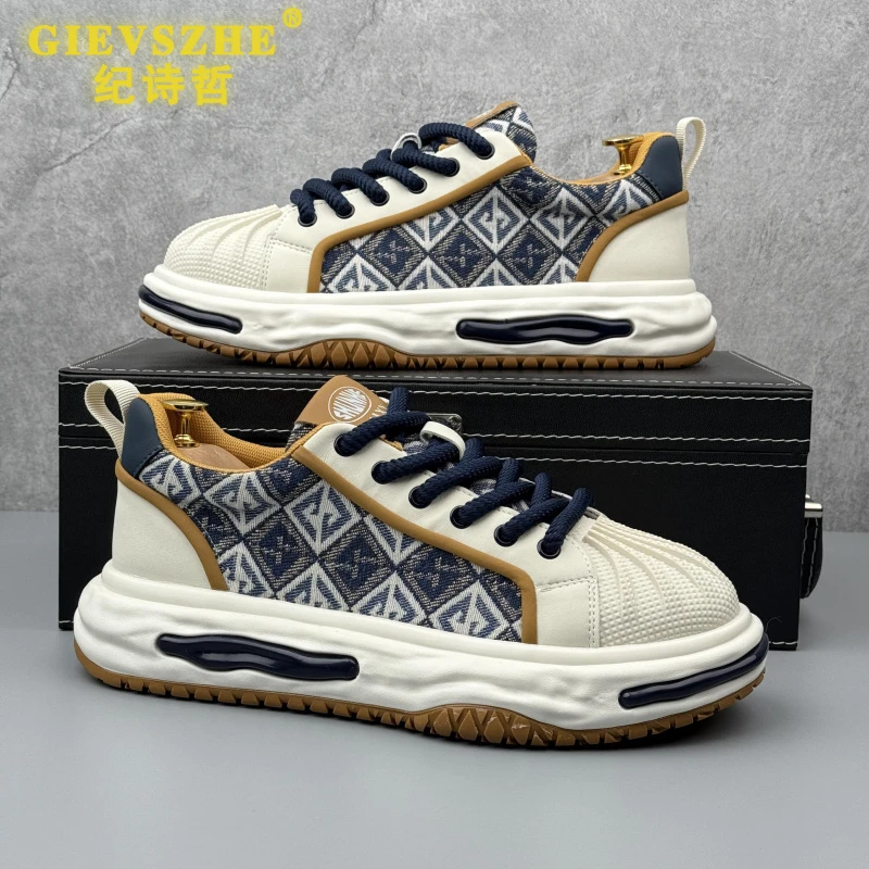 纪诗哲贝壳头板鞋男秋季款时尚刺绣休闲鞋厚底运动鞋百搭透气潮鞋