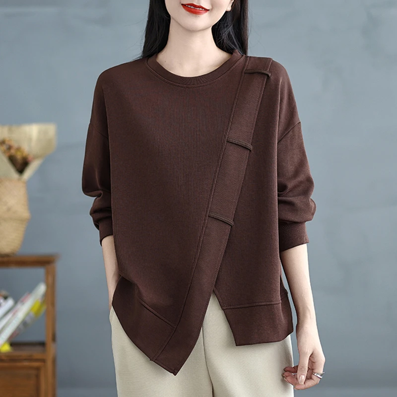 NAHOPULER/纳霍浦勒圆领卫衣女春秋时尚洋气上衣宽松