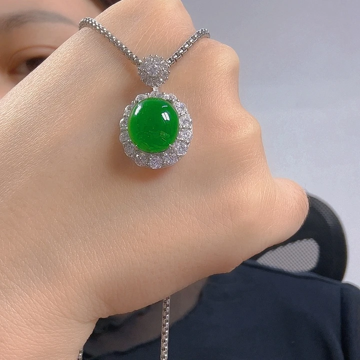 翡翠银S925镶嵌吊坠(不含链)