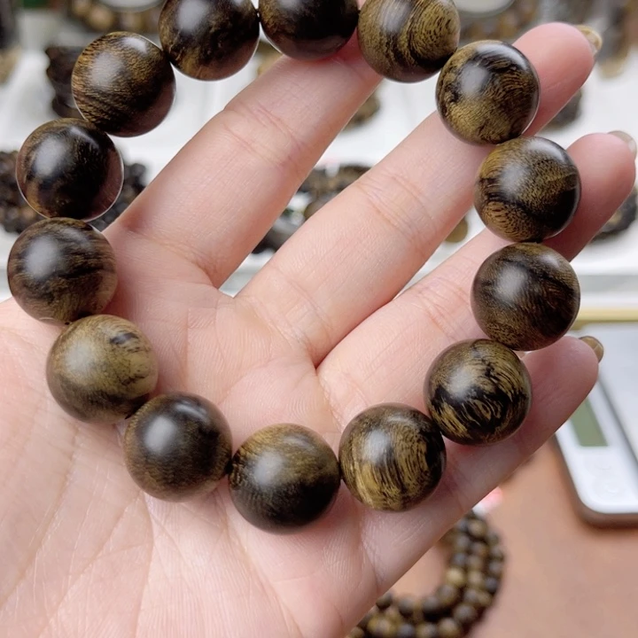 沉香手串越南芽庄白奇楠沉香瘤疤虎斑纹