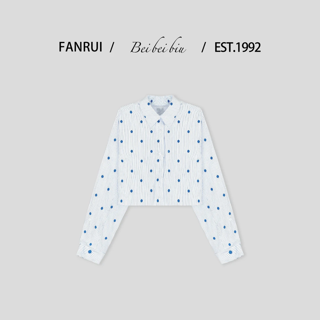 FANRUI/泛芮「热恋莓果 」纯棉波点条纹气质时尚衬衫上衣B14670