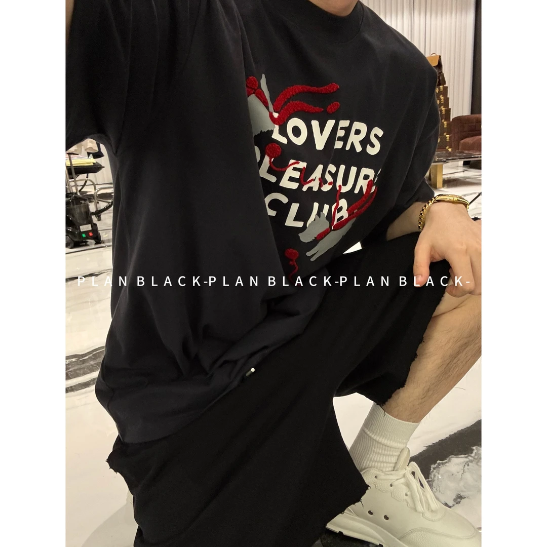 RICH陈发财【狗狗围脖短袖】创意标语字母印花T恤设计感毛巾绣6947