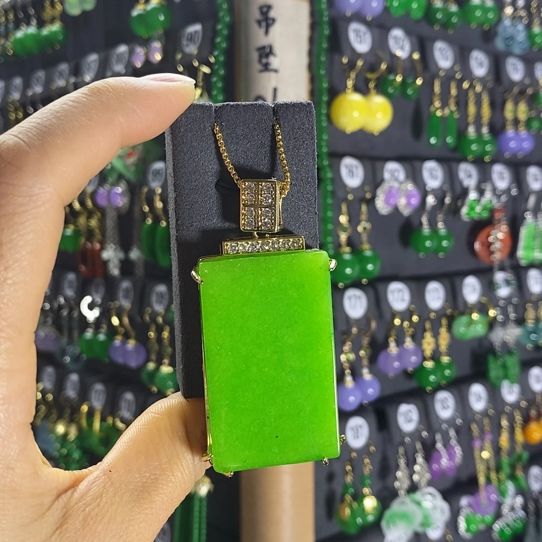 银S925镶嵌翡翠耳饰218