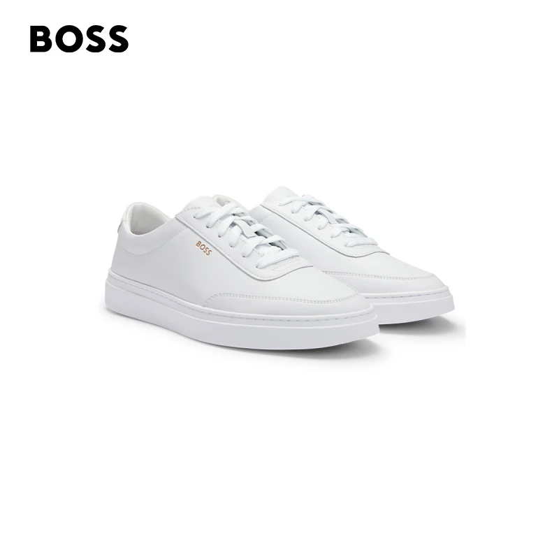【新意礼物】BOSS博斯男士金色徽标经典皮革百搭休闲运动鞋50536504